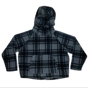 Victoria’s Secret PINK Black Plaid Teddy Bear Sherpa Hoodie Women’s Size Large